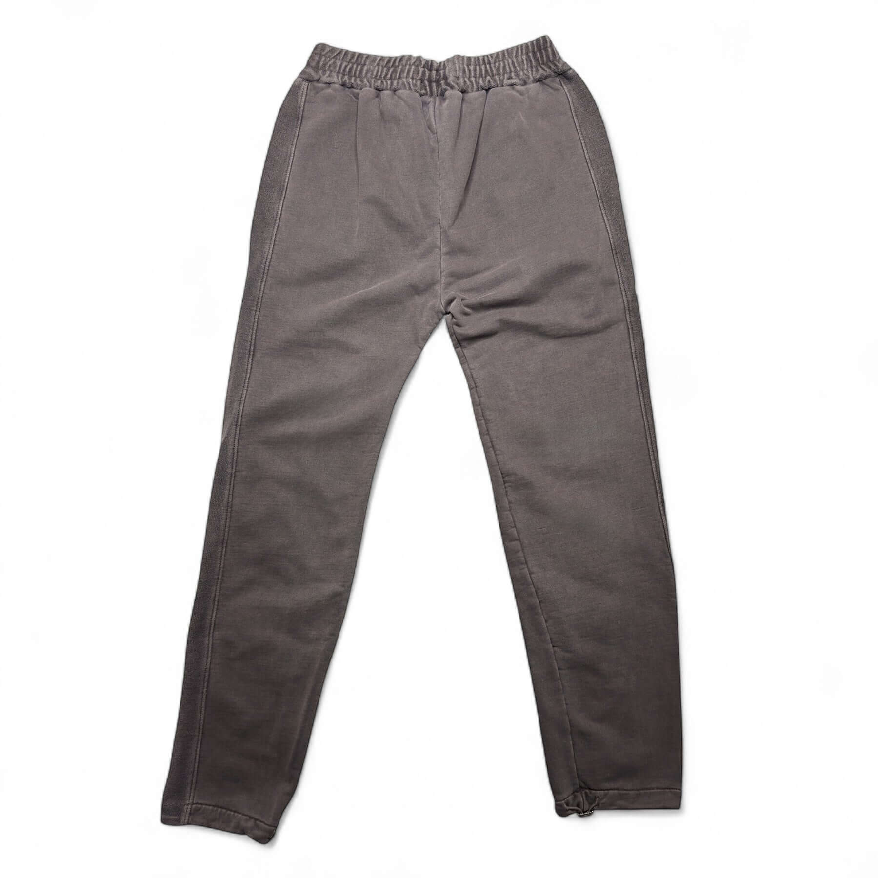 Vintage brown Signature Logo sweatpants with drawcord, featuring 'FORGIVE our SINS' logo below left pocket.